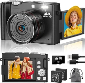 Digital Camera 4K 64MP Autofocus Vlogging Cameras with 32GB Card & Macro Functio - Picture 1 of 7