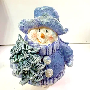 Young Inc Holiday Gifts Snowman #3 Lovely Snowman with Christmas Tree about 5-6" - Picture 1 of 8