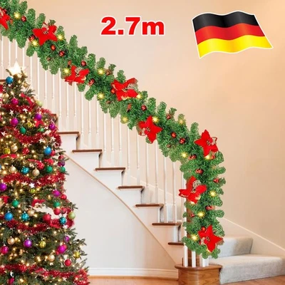 Girlande mit LED Lichterkette Weihnachtsgirlande Tannengirlande Weihnachten Deko - Bild 1 von 4