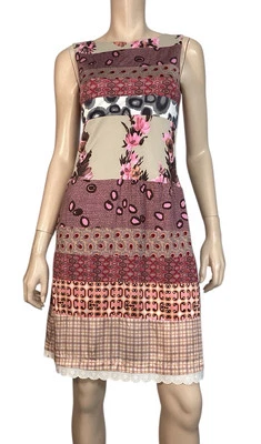 💗VESTIDO RECTO MALIPARMI - TESSUTO DELLA MEMORIA TALLA M/6- 8AU MEZCLA SEDA FLORAL Foto 1 de 4