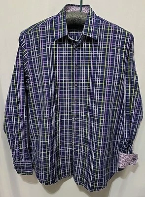 Camisa Bugatchi Uomo Hombre XXL Manga Larga Abotonada Sin Bolsillo Púrpura Foto 1 de 4