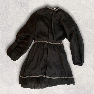 Mini vestido formal feminino ASOS preto sul cravejado colarinho e cintura preto 4 novo com etiquetas - Imagem 1 de 4