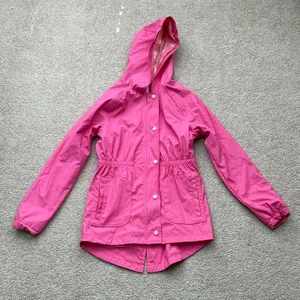 Impermeable Cat & Jack Manga Larga Abotonado Rosa Fucsia Con Capucha Talla Niñas Grande - Imagen 1 de 6