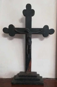 Alter Christus aus Bronze auf Holzständer - 18. Jh. | Guter Zustand - Bild 1 von 6