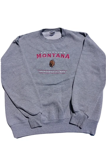 VTG Lee Sport Sweatshirt Mens Large Gray Montana Grizzlies Pullover Crewneck Cover