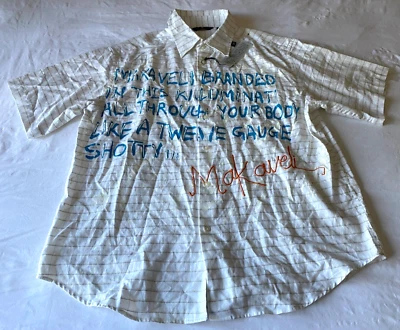 TuPac Makaveli Branded Vintage KILUMINATI HAIL MARY Cd Striped 2Pac Shirt Sz 2XL - Image 1 of 4