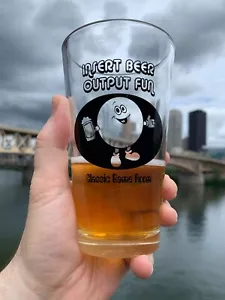 Classic Game Room 16oz "Insert Beer Output Fun" Drinking Glass (Single Unit) - Picture 1 of 4