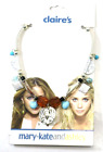 M2 silver turquoise brown bead NECKLACE Mary Kate Ashley claire's jewelry