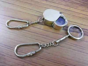 Juego de dos llaveros lupa de bolsillo de latón lupa antigua vintage - Imagen 1 de 6