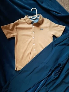 DKNY Boy's 2-Piece Short Sleeve Shirt & Pant Set Blue Size 8 Casual Outfit - Picture 1 of 8