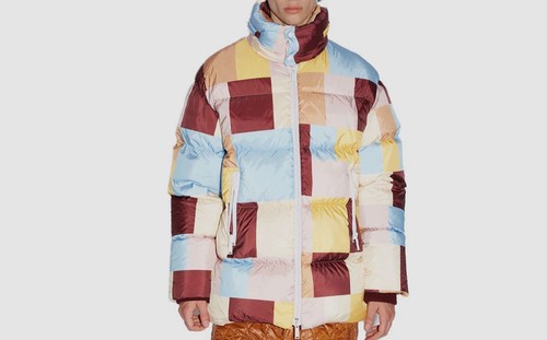 Cappotto tampone Dsquared2 uomo beige multi piastrelle pastello taglia EU54 US44