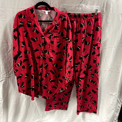Juego de pijamas Lane Bryant de 2 piezas Scottie Dogs negro rojo nuevo con etiquetas Foto 1 de 4