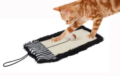 Pet Life 'Scrape-Away' Eco-Natural Jute Hanging Carpet Cat Scratcher With Toy - Image 1 of 2