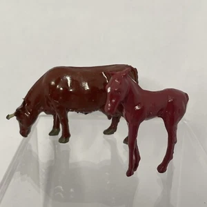 Vintage Toy Metal Cow Horse Made in England Farmhouse Country Miniatures - Picture 1 of 15