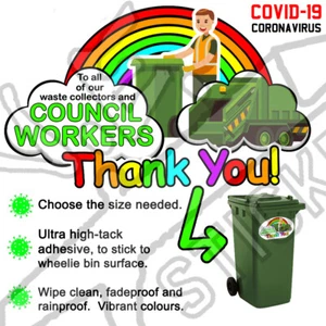 THANK YOU BIN MAN vinyl sticker wheelie waste collector rainbow bin men CHARITY - Picture 1 of 1