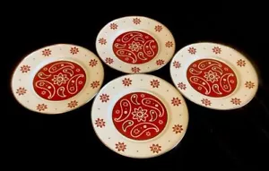 Golden Rabbit Emaillegeschirr rot Bandana Speiseteller 4er Set - Bild 1 von 4