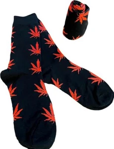 weed socks, marijuana black/red fits UK 6-11 (38-45) sports wear - Picture 1 of 2