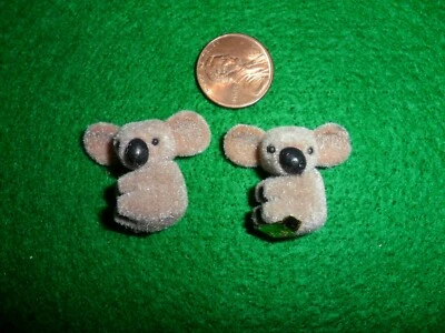 2 Vintage Flocked Minature Koala Bears  - Image 1 of 3
