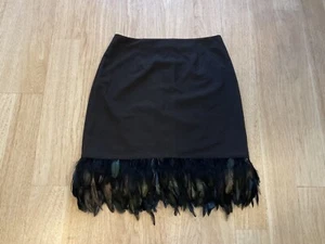 Nicole Miller Skirt Black Feather Women’s size 10 - Picture 1 of 10