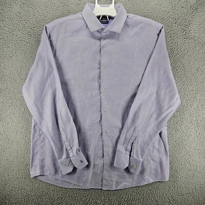 Penguin Men's Dress Shirt Sz 16.5 34/35 Purple White Textured Heritage Slim Fit - Image 1 of 4