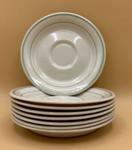 Corning Cornerstone Beige and Green Stripe Summer Mist Saucers Plates - Picture 1 of 10