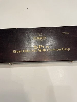 Juego de 5 limas de acero Cummins con empuñadura de cojín - Nº 5064 - en estuche de madera Foto 1 de 4