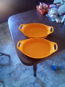 2 Piece Rachael Ray Oval 2.4 Qt & 3.25 Qt Orange Casserole / Baking Dishes - Picture 1 of 3