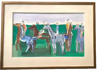 RAOUL DUFY ? Jockeys and  Racehorses French Original Painting - Image 1 of 4