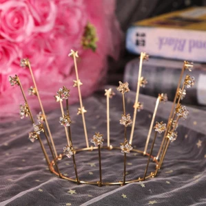 Metal Crystal star Princess Crown Cake Topper Wedding Birthday Decor For Wedding - Picture 1 of 7