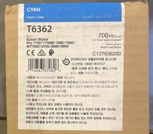 Cartucho de tinta cian Epson - T6362 Pro 7900 9900 - Nuevo abierto - Exp. 5/23 - Imagen 1 de 2
