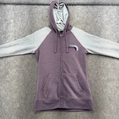 Suéter North Face Para Mujer Pequeño Púrpura Gris Cremallera Completa Sudadera con Capucha Foto 1 de 4