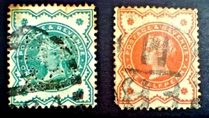 🟪GREAT BRITAIN - 1887/92 QUEEN VIC - JUBILEE ISSUE -½p ORANGE - 1900 BLUE/GREEN - Picture 1 of 1