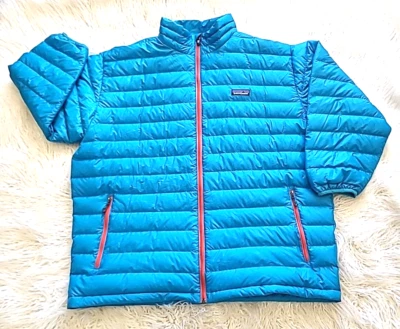 Patagonia 84673 AQUA синий/оранжевый гуся пуховик свитер куртка мужская XL читать! - Изображение 1 из 4