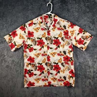 Camisa Hawaiana Hilo Hattie Hombre Extra Grande Bronceado Hibisco Foto 1 de 4
