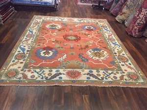 Genuine Hand Knotted Turkish Oushak Heriz Geometric Area Rug Carpet 8’1”x9’7”,31 - Picture 1 of 12