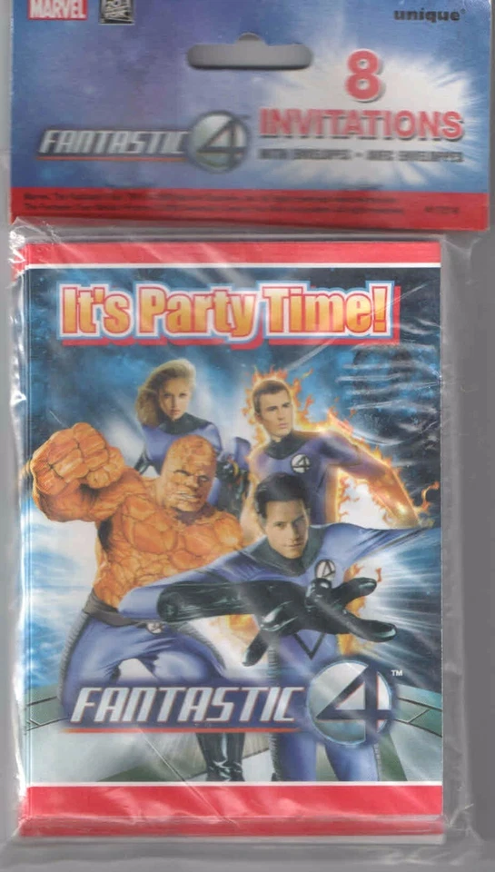 Vintage Fantastic 4 Party Invitations - 8 Cards & Envelopes Birthday Halloween! - Image 1 of 1