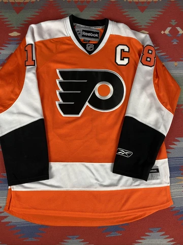 Philadelphia FLYERS Mike Richards Premier NHL Reebok Jersey Mens Sz L Cover