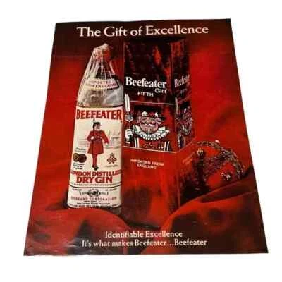 Beefeater Dry Gin 1970 The Gift of Excellence anuncio impreso original vintage Foto 1 de 2