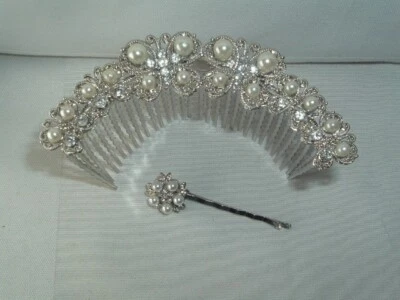 DE COLECCIÓN PEINE DE PELO DESLIZABLE DE METAL CON DIAMANTES DE IMITACIÓN DE PERLAS MARIPOSA Y ALFILER DE FLORES Foto 1 de 4