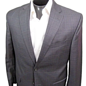 Cremieux Two Piece Suit 42R 36x31 Gray Windowpane Check Loro Piana Wool - Picture 1 of 14