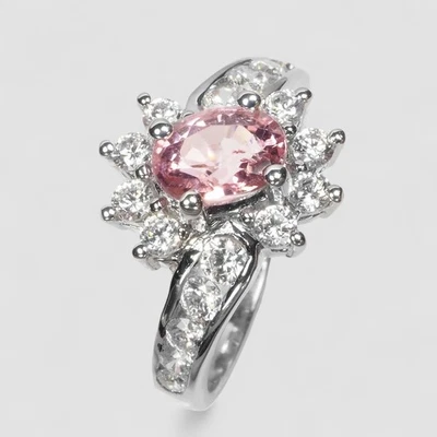 Estate Pastel Pink Tourmaline 0.83Ct 925 Sterling Silver Handmade Fine Rings - Image 1 of 4