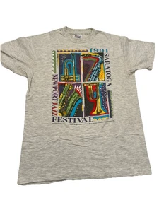 Saratoga Newport Jazz Festival 1991 Gray T Shirt “L” Hanes Tag single Stitch - Picture 1 of 9