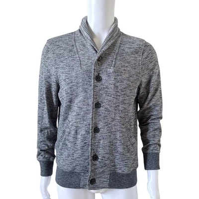 Cárdigan de manga larga H&M gris medio moteado cuello chal botón delantero Foto 1 de 4