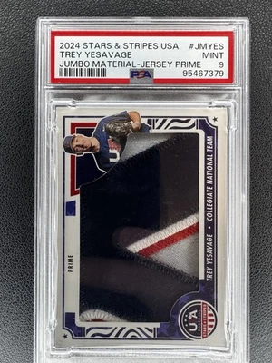 TREY YESAVAGE 2024 USA Baseball Stars & Stripes Jumbo Jersey Prime /25 PSA 9 - Image 1 of 2