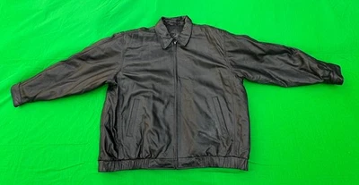Jaqueta de couro de cordeiro preta masculina vintage J.Ferrar tamanho 3XLT. - Imagem 1 de 4