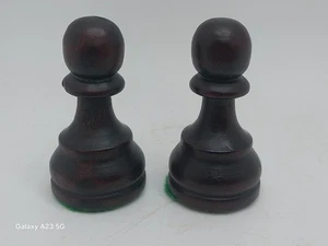 2 Wooden Felt Bottom Replacement Chess Piece Pawns Walnut Color 1 1/2" - Picture 1 of 2
