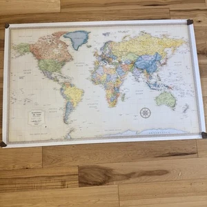 Large 32x50 World Map Rand McNally World Classic Edition Geography Wall Display - Picture 1 of 13