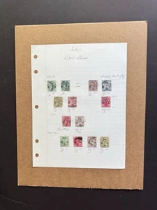 India 1883-1905 Official Stamp Collection on Page +12 Diff Used Stamps +Genuine - Picture 1 of 1