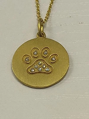 Collar Colgante Disco Pata Diamante Oro Amarillo 18K Moneda Roberto 16-18"  Foto 1 de 4