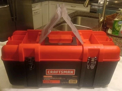 Craftsman Red Top Hard Plastic Tool Box 20" x 9" x 9" W/Tray & Top  Smalls. Nice - Image 1 of 4